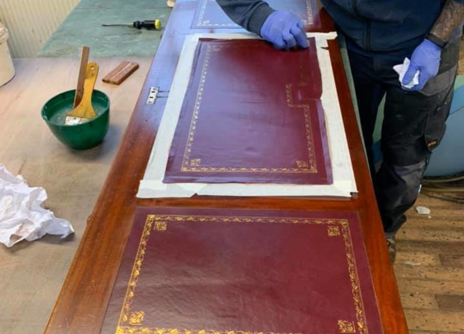 Roll Top Desk Red Veneers Repair | French Polishers | John Reed & Son