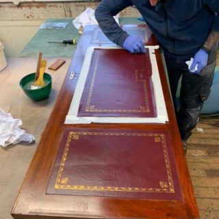 Roll Top Desk Red Veneers Repair | French Polishers | John Reed & Son