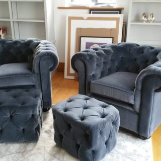 Grey Armchairs and Ottomans | Upholsterers | John Reed & Son